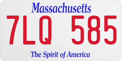 MA license plate 7LQ585