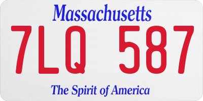 MA license plate 7LQ587