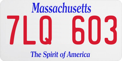 MA license plate 7LQ603