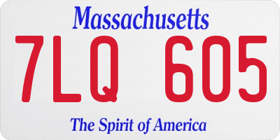 MA license plate 7LQ605