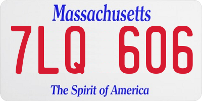 MA license plate 7LQ606