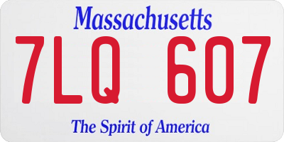 MA license plate 7LQ607