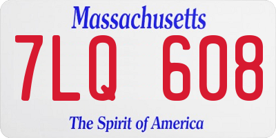MA license plate 7LQ608