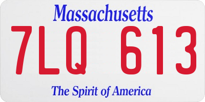 MA license plate 7LQ613