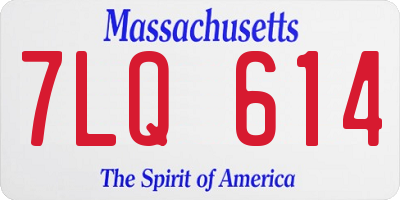 MA license plate 7LQ614