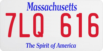 MA license plate 7LQ616