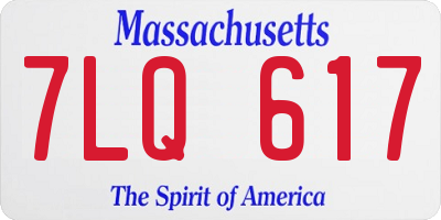 MA license plate 7LQ617