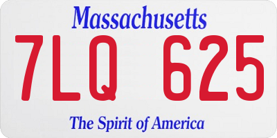 MA license plate 7LQ625