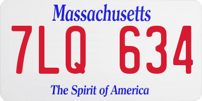 MA license plate 7LQ634