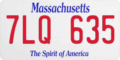 MA license plate 7LQ635