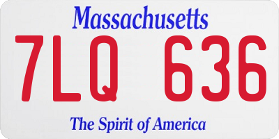 MA license plate 7LQ636