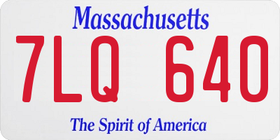 MA license plate 7LQ640