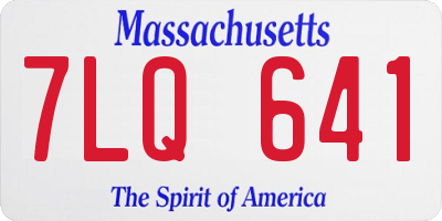 MA license plate 7LQ641