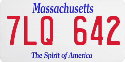 MA license plate 7LQ642