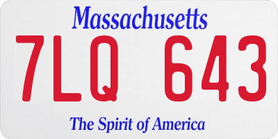 MA license plate 7LQ643
