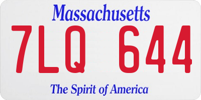 MA license plate 7LQ644