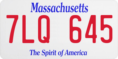 MA license plate 7LQ645