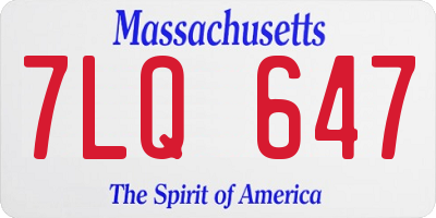 MA license plate 7LQ647