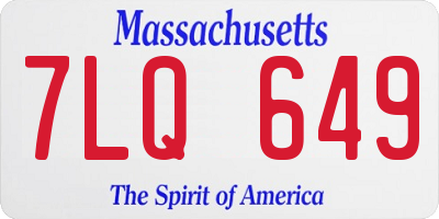 MA license plate 7LQ649