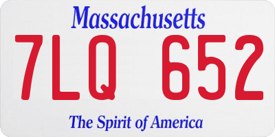 MA license plate 7LQ652