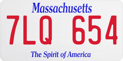 MA license plate 7LQ654
