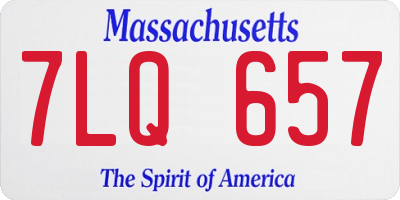 MA license plate 7LQ657