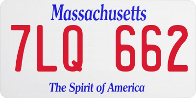 MA license plate 7LQ662