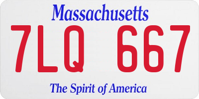 MA license plate 7LQ667