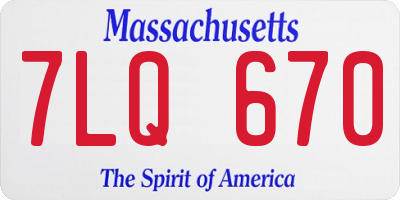 MA license plate 7LQ670