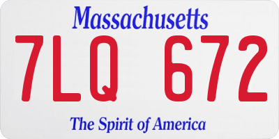 MA license plate 7LQ672