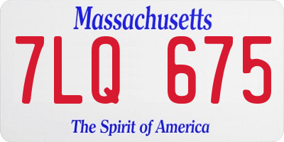 MA license plate 7LQ675