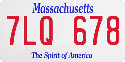 MA license plate 7LQ678