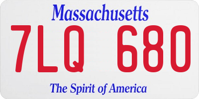 MA license plate 7LQ680