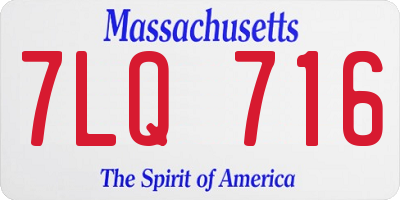 MA license plate 7LQ716