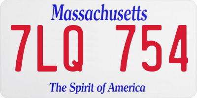 MA license plate 7LQ754