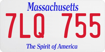 MA license plate 7LQ755
