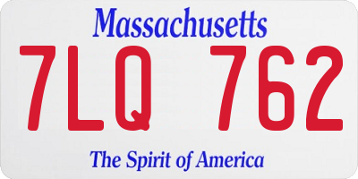 MA license plate 7LQ762