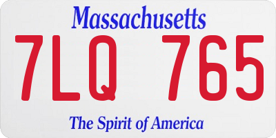 MA license plate 7LQ765