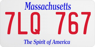 MA license plate 7LQ767