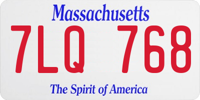 MA license plate 7LQ768