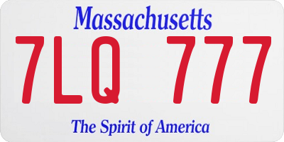 MA license plate 7LQ777