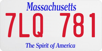 MA license plate 7LQ781