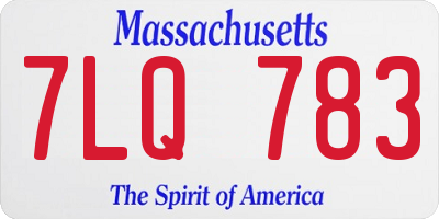 MA license plate 7LQ783