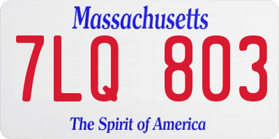 MA license plate 7LQ803