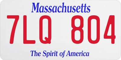 MA license plate 7LQ804