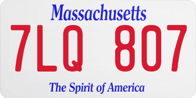 MA license plate 7LQ807