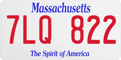 MA license plate 7LQ822