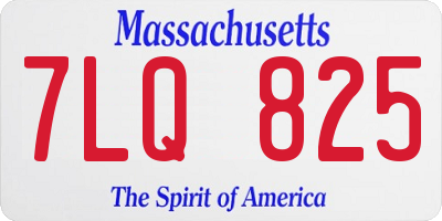 MA license plate 7LQ825