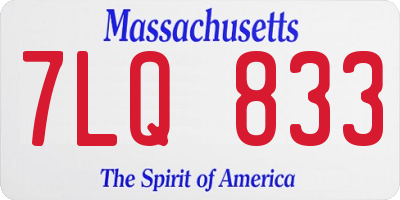 MA license plate 7LQ833