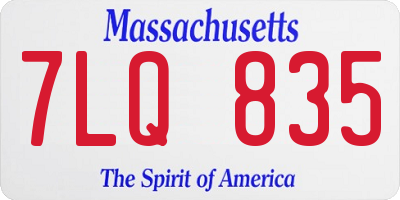 MA license plate 7LQ835